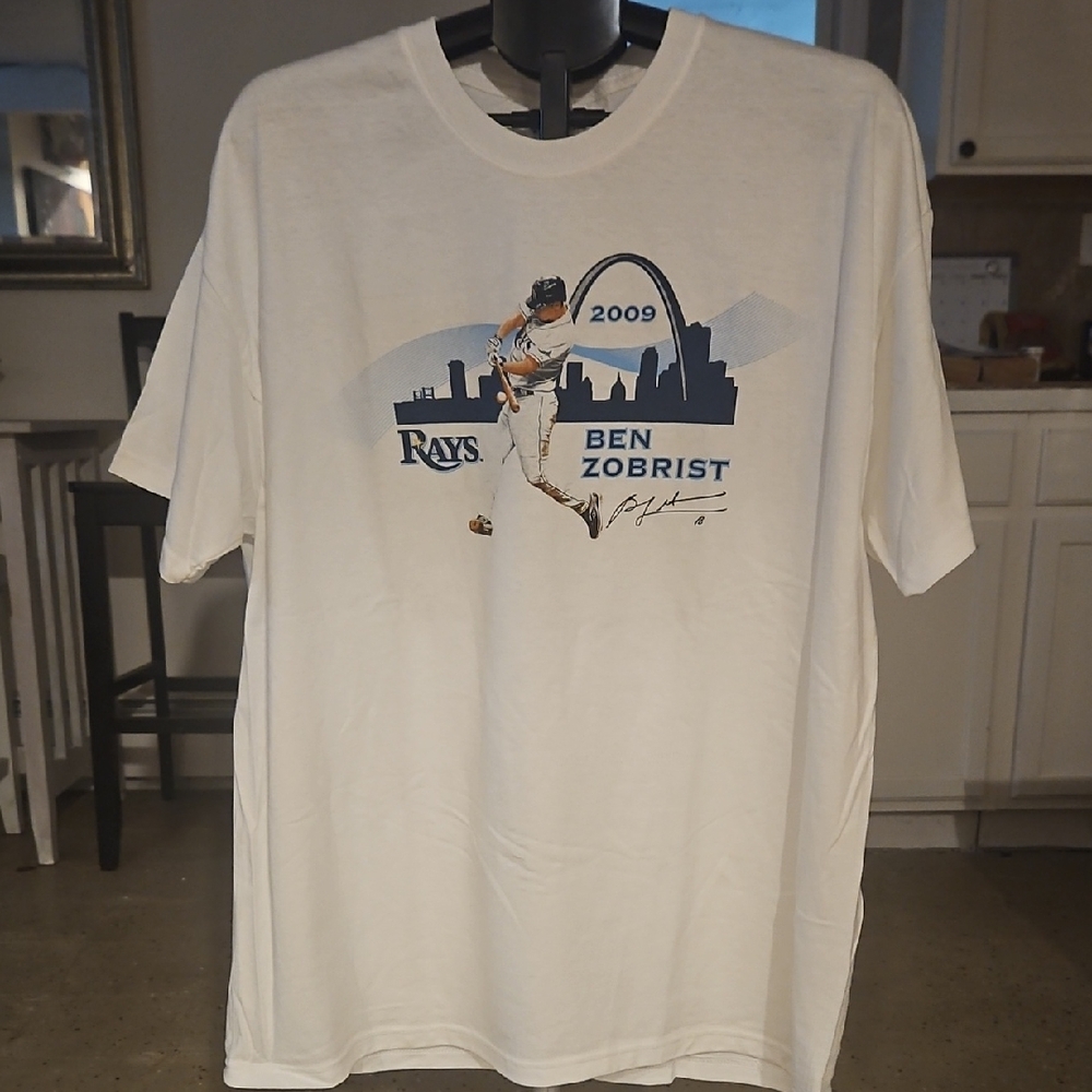 Hanes White Rays Ben Zobrist Graphic Tee